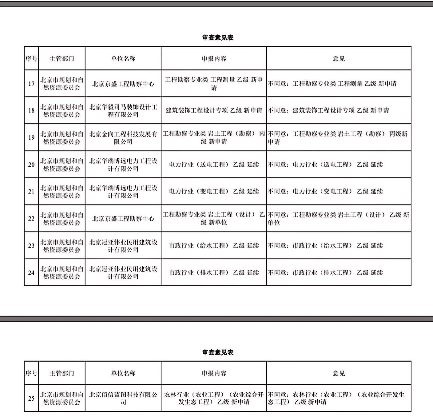 审查意见表