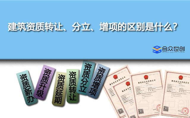 建筑资质转让、分立、增项的区别是什么？